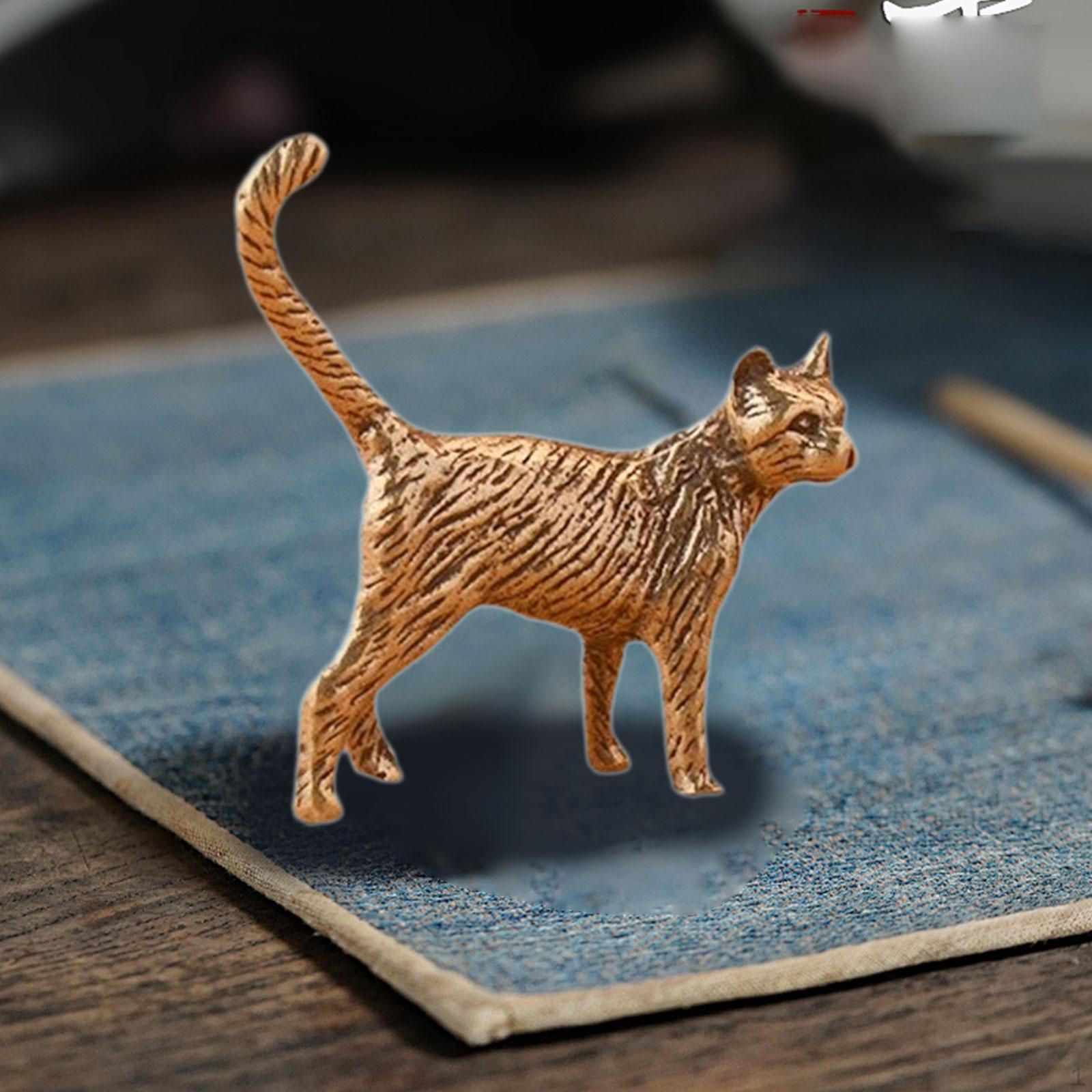 Латунная персидская кошка миниатюрная креативная кошечка коллекционная компактная мини длиннохвостая