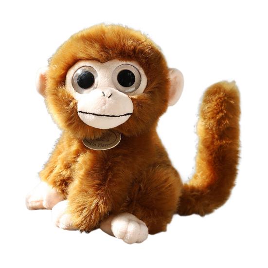 Супер Мягкая Плюшевая Обезьянка Очаровательный Дизайн с Большими Глазами Длиннохвостая S кофейный
